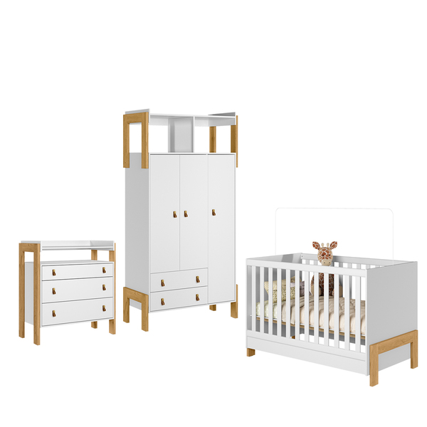 Guarda-roupas Cômoda E Berço Mini Cama 70cm Refúgio Branco Ac