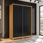 Guarda Roupas Draco Flex Carvalho Off/preto Portas Frisadas