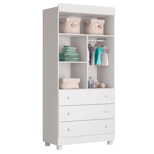 Guarda Roupas Infantil 2 Portas Katatau Reller Branco Brilho