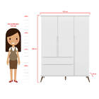 Guarda Roupas Infantil 3 Portas 2 Gavetas Valência Rose Aceti