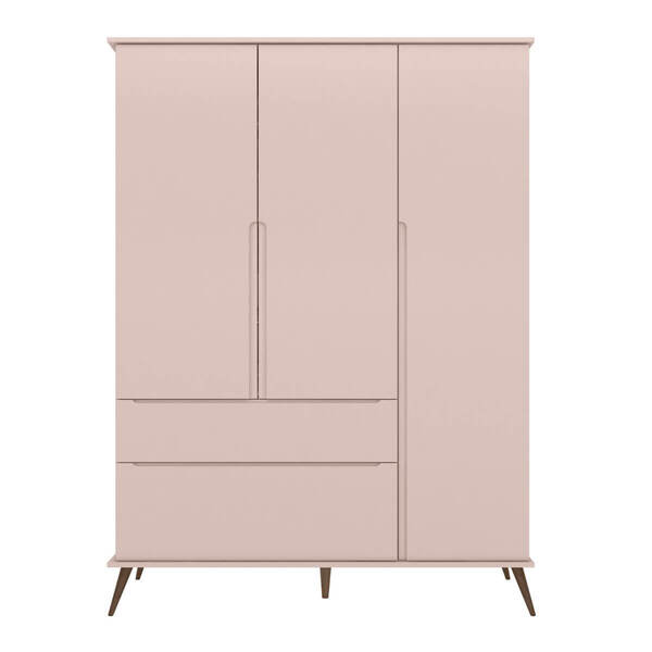 Guarda Roupas Infantil 3 Portas 2 Gavetas Valência Rose Aceti