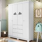 Guarda Roupas Infantil 4 Portas 3 Gavetas Branco Brilho Sevil