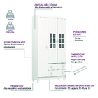 Guarda Roupas Infantil Carolina Baby Para Quarto Bebê 3 Porta