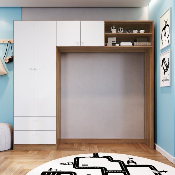 Guarda-roupas Infantil Ponte 4 Portas 2 Gavetas Aconchego  No