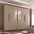 Guarda Roupas Lisboa 6 Portas 4 Gavetas Com Espelho Salleto C