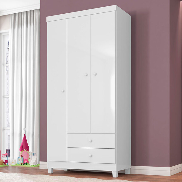 Guarda Roupas Mdp 3 Portas Com 02 Gavetas Baby Kids Incorplac