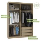Guarda Roupas Modulado 2 Portas De Correr 3 Gavetas 176cm Sup