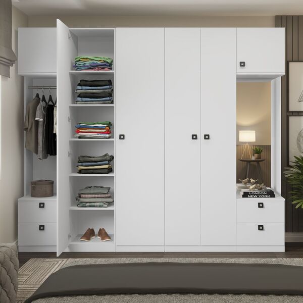 Guarda Roupas Modulado 4 Portas 4 Gavetas 9006 Free Be Mobili