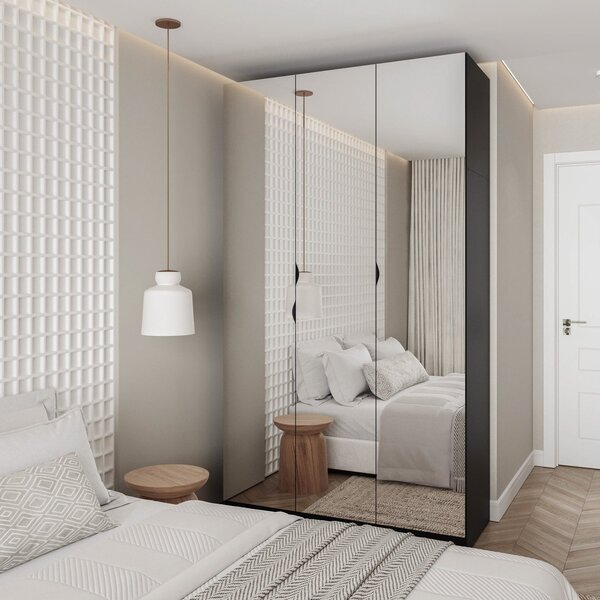 Guarda Roupas Modulado Com Espelho 3 Portas Com Cabideiro Her