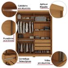 Guarda Roupas Solteiro 100% Mdf 2 Portas De Correr Espelho 3