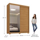 Guarda Roupas Solteiro 100% Mdf 2 Portas De Correr Espelho 3