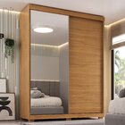 Guarda Roupas Solteiro 100% Mdf 2 Portas De Correr Espelho 3