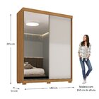 Guarda Roupas Solteiro 100% Mdf 2 Portas De Correr Espelho 3