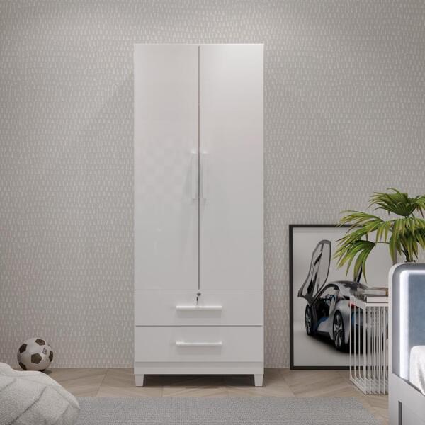 Guarda Roupas Solteiro 2 Portas 2 Gavetas Ubatuba – Branco -