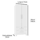 Guarda Roupas Solteiro 2 Portas 2 Gavetas Ubatuba – Branco -