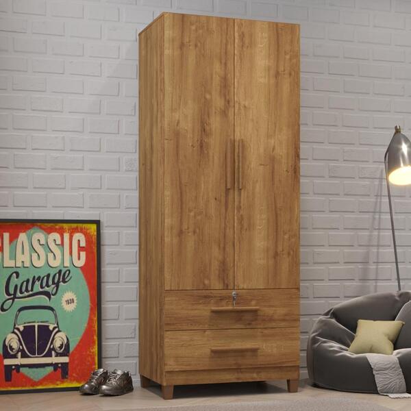 Guarda Roupas Solteiro 2 Portas 2 Gavetas Ubatuba – Canela -