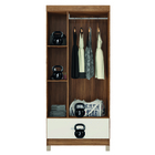 Guarda Roupas Solteiro 3 Portas 1 Gaveta Amêndoa/off White Pr