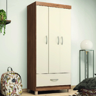 Guarda Roupas Solteiro 3 Portas 1 Gaveta Amêndoa/off White Pr