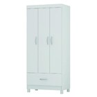 Guarda Roupas Solteiro 3 Portas 1 Gaveta Branco Prince Demobi