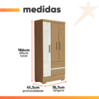 Guarda Roupas Solteiro 3 Portas 2 Gavetas Coimbra Atacama / O