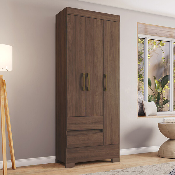 Guarda Roupas Solteiro 3 Portas 2 Gavetas Edu Casa 812