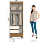 Guarda Roupas Solteiro 3 Portas 2 Gavetas Edu Casa 812