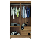 Guarda Roupas Solteiro 4 Portas 2 Gavetas Amêndoa Lótus Demób