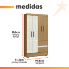 Guarda Roupas Solteiro 4 Portas 2 Gavetas Atacama / Off White