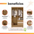 Guarda Roupas Solteiro 4 Portas 2 Gavetas Atacama / Off White