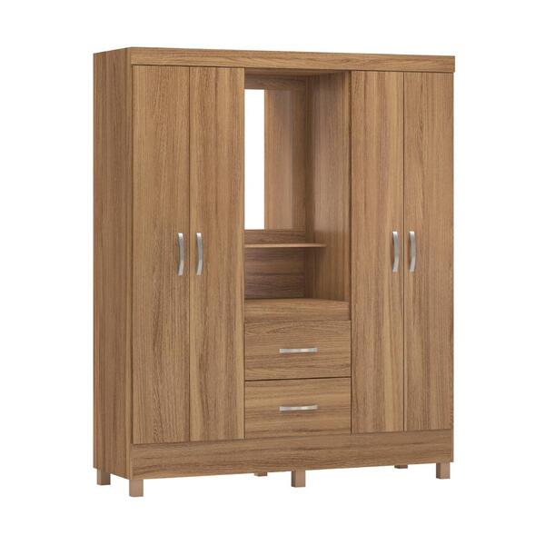 Guarda-roupas Solteiro 4 Portas 2 Gavetas E Espelho Multimóve