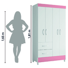 Guarda Roupas Solteiro 4 Portas 2 Gavetas Mobi Branco / Rosa