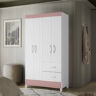 Guarda Roupas Solteiro 4 Portas 2 Gavetas Mobi Branco Fosco