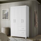 Guarda Roupas Solteiro 4 Portas 2 Gavetas Mobi Branco Fosco