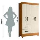 Guarda Roupas Solteiro 4 Portas 2 Gavetas Mobi Carvalho / Off