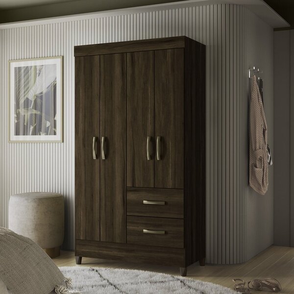 Guarda Roupas Solteiro 4 Portas 2 Gavetas Mobi Cedro