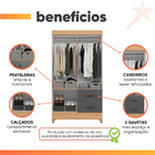 Guarda Roupas Solteiro 4 Portas 2 Gavetas Mobi Nature / Grafi
