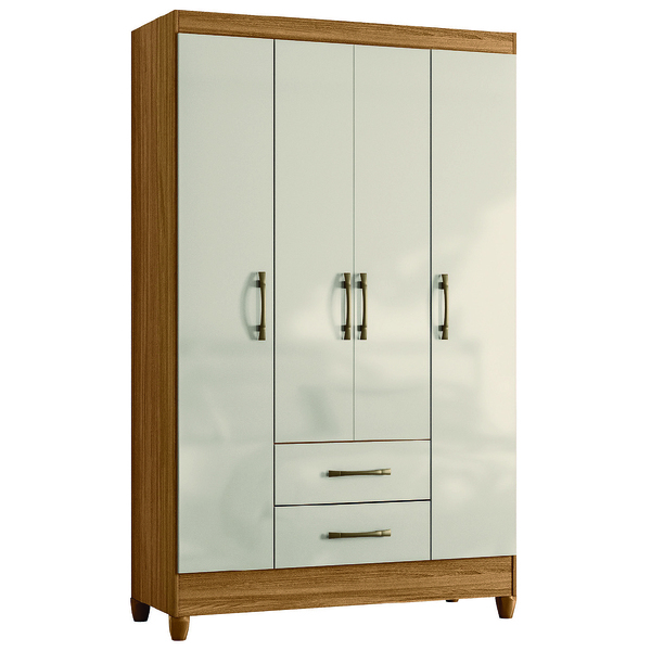 Guarda Roupas Solteiro 4 Portas 2 Gavetas Paraty Freijó / Off