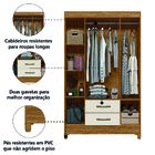 Guarda Roupas Solteiro 4 Portas 2 Gavetas Paraty Freijó / Off