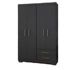 Guarda Roupas Solteiro 4 Portas 2 Gavetas Primacy Preto Batrol