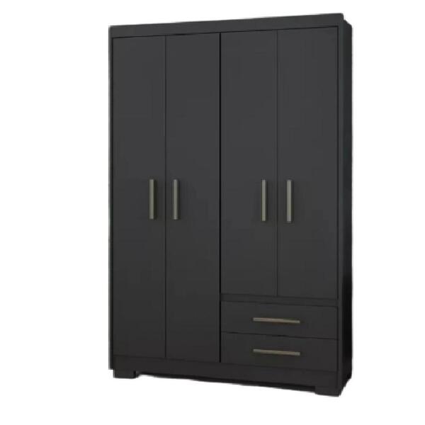 Guarda Roupas Solteiro 4 Portas 2 Gavetas Primacy Preto Batrol