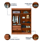 Guarda Roupas Solteiro 4 Portas 2 Gavetas Qatar Madeirado / O