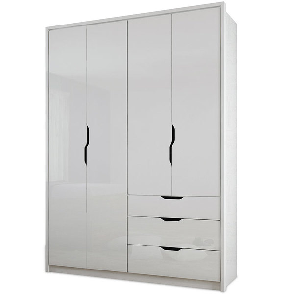 Guarda Roupas Solteiro 4 Portas e 3 Gavetas Brilho Conect – S