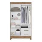 Guarda Roupas Solteiro Com 4 Portas Chile Nature / Branco Nat