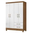 Guarda Roupas Solteiro Com 4 Portas Chile Nature / Branco Nat