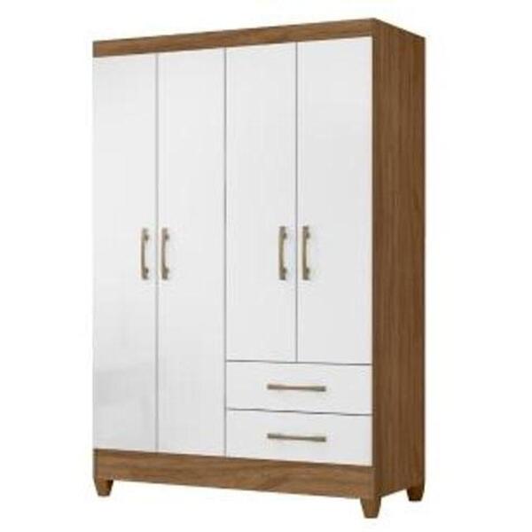 Guarda Roupas Solteiro Com 4 Portas Chile Nature / Branco Nat
