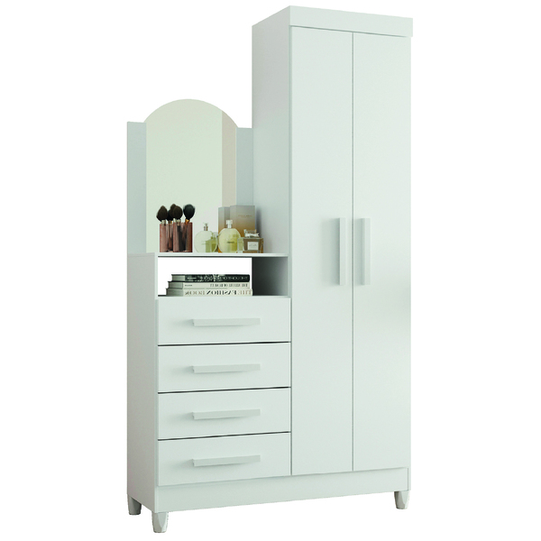 Guarda Roupas Solteiro Com Cômoda E Espelho Quadriflex Londre