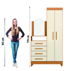 Guarda Roupas Solteiro Com Cômoda E Espelho Quadriflex Londre