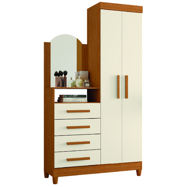 Guarda Roupas Solteiro Com Cômoda E Espelho Quadriflex Londre