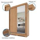 Guarda Roupas Solteiro Com Espelho 2 Portas De Correr 2 Gavet