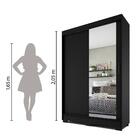 Guarda Roupas Solteiro Com Espelho 2 Portas De Correr 2 Gavet